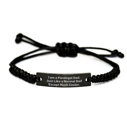 Paralegal Dad Rope Bracelet Gift for Men, Funny Quote Rope Accessory for Lawyers, Black Stainless Steel Rope, Adjustable Length, Unique Christmas Unique Gift for Husband or Sweetheart - Image 1