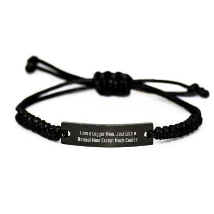 Unique Gifts for Logger Women, Funny Logger Mom Rope Bracelet, Engraved Rope Jewelry for Logger Friends, Christmas Unique Gifts from Family - Image 1