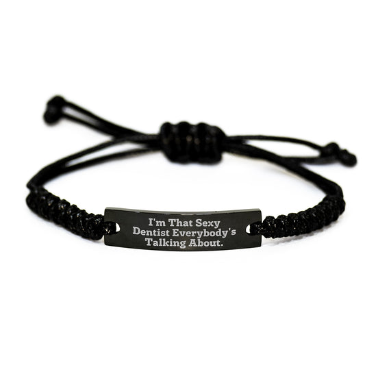 Funny Dentist Rope Bracelet Gifts from Friends, Unique Christmas Memorable Presents for Dentist Men, Sexy Dentist Quote Engraved Rope Accessory - Image 1