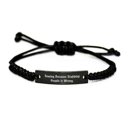 Sewing Enthusiasts' Delight, Funny Rope Bracelet for Sewing Friends, Gifts from Family for Birthday - Image 1