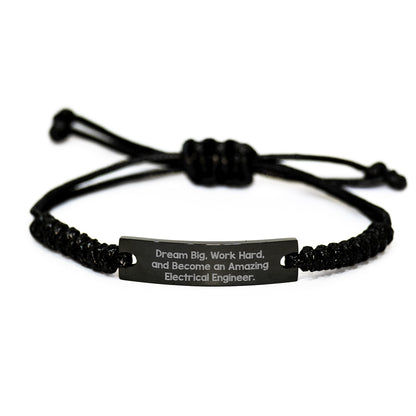 Inspirational Electrical Engineer Gifts from Friends to Birthday Heroes - Dream Big, Work Hard, Rope Bracelet - Image 1
