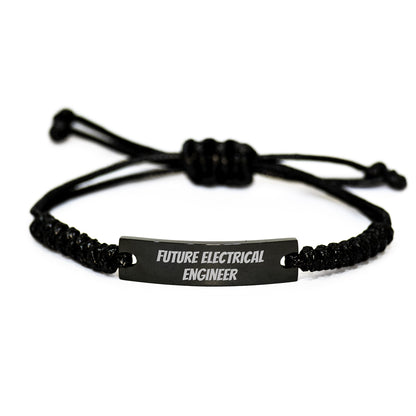 Electrical Engineer Gifts - Funny Inspirational Rope Bracelet, Adjustable Black Stainless Steel Interlaced Rope, Gifts for Future Electrical Engineer Men, Christmas Unique Gifts from Friends - Image 1