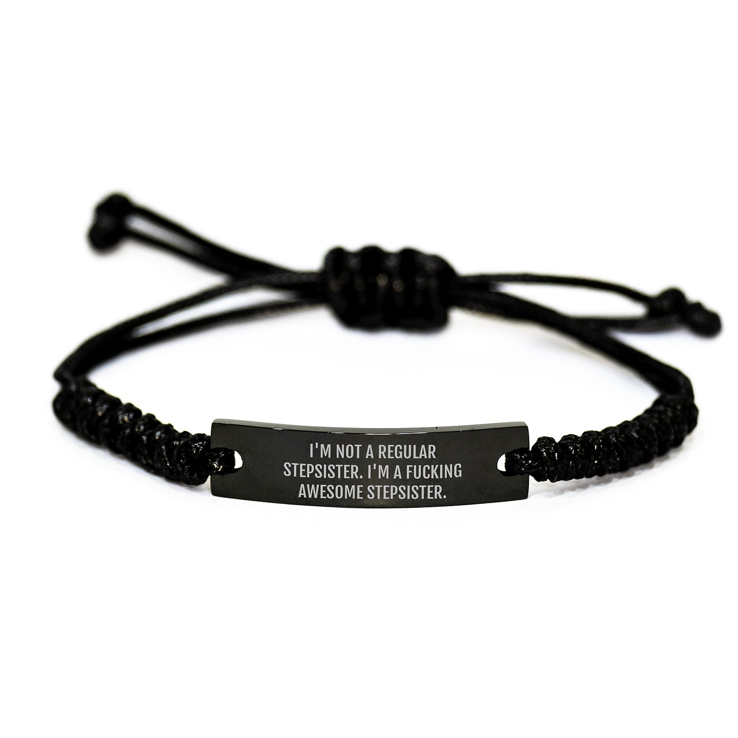 Funny Stepsister Birthday Unique Gift, 'I'm Not A Regular Stepsister. I'm A F--king Awesome Stepsister.' Black Rope Jewelry for Stepsister from Family, Friends, or Coworkers - Image 1