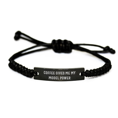 Funny Model Gifts for Men Women Friends Coworkers Family - Coffee Gives Me My Model Power Rope Bracelet - Unique Christmas Unique Gifts from Friends - Image 1