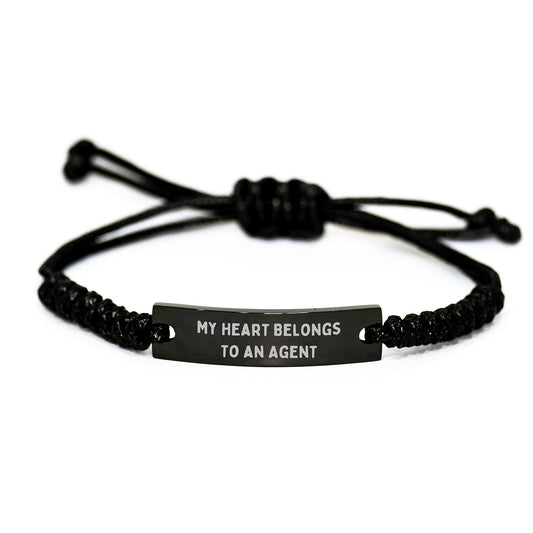 Funny Agent Gifts, My Heart Belongs To An Agent Rope Bracelet, Adjustable Birthday Unique Gift from Men to Agent, for Agent, Unique Agent Presents - Image 1