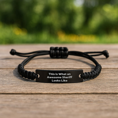 Funny Sheriff Gifts for Men - This Is What An Awesome Sheriff Looks Like Adjustable Rope Bracelet from Gifts for Sheriff Friends - Image 2