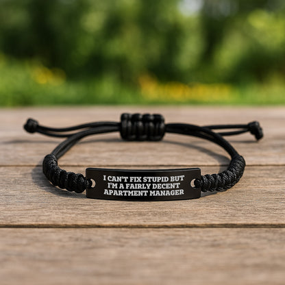 Funny Apartment Manager Gifts for Him - Rope Bracelet with 'I Can't Fix Stupid' Quote, Unique Christmas Unique Gifts from Friends or Family - Image 2