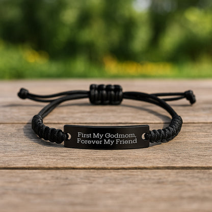 Funny Rope Bracelet Gifts from Family to Godmom, Christmas Unique Gifts for Women, Inspired by 'First My Godmom, Forever My Friend' Quote - Image 2