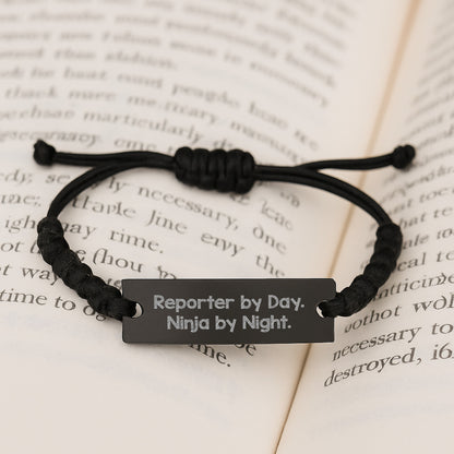 Reporter By Day. Ninja By Night. - Adjustable Rope Bracelet Gifts for Men and Women Graduation - Image 3