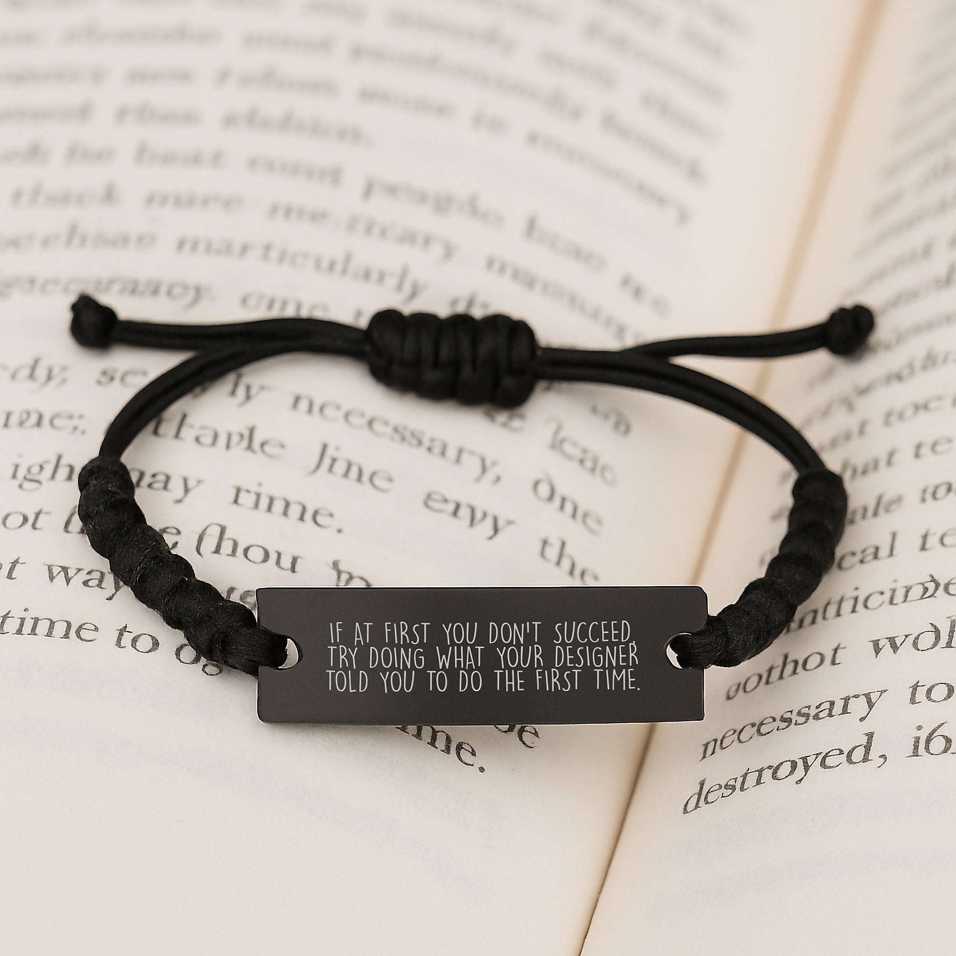 Funny Designer Rope Bracelet with Inspirational Quote Gifts from Friends for Men, Women, or Coworkers - Adjustable Black Rope Jewelry Christmas Unique Gifts - Image 3