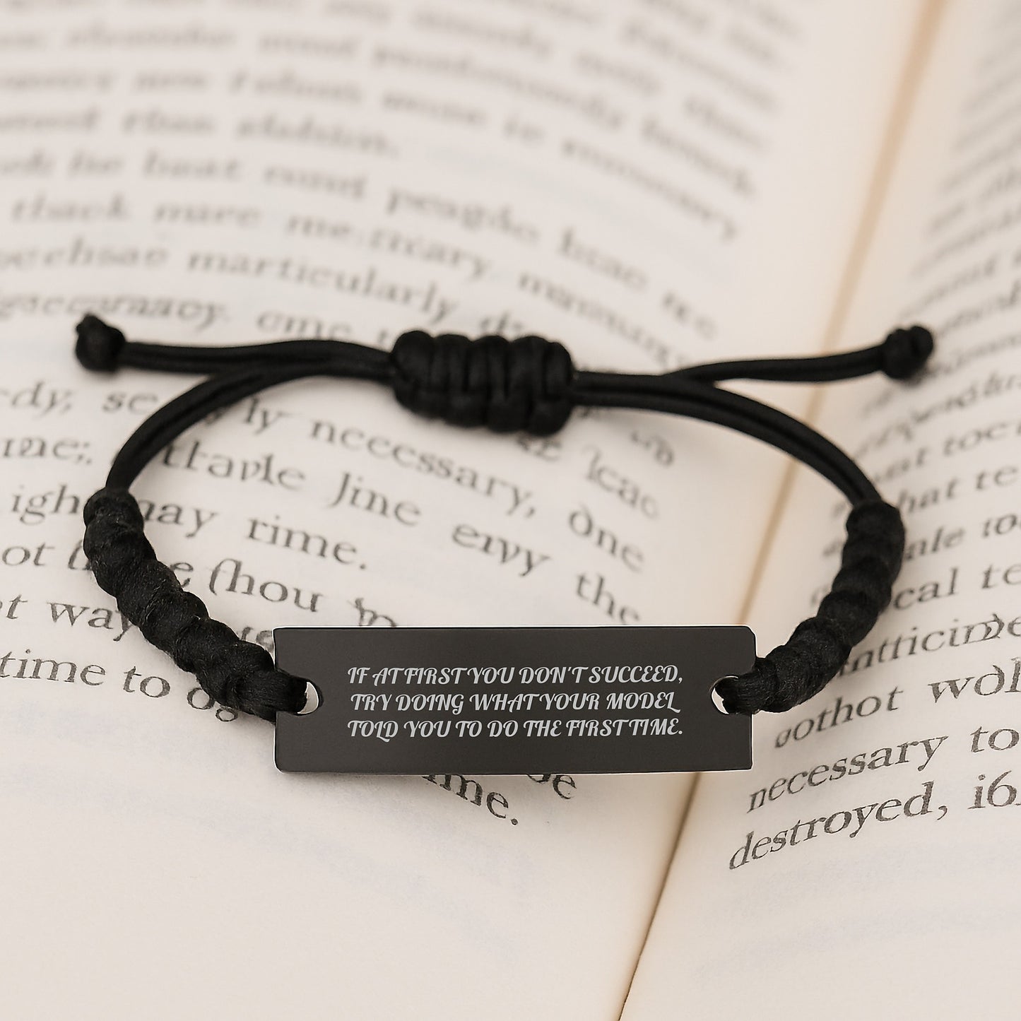 Funny Model Rope Bracelet Gifts from Friends or Family for Christmas Unique Model Enthusiasts - Adjustable Black Rope with Inspirational Quote - Image 3