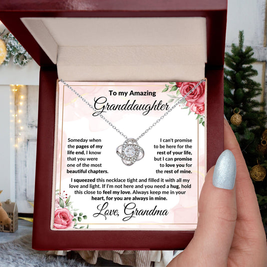 To My Amazing Granddaughter Love Knot Necklace Personalized Message Card - Mallard Moon Gift Shop