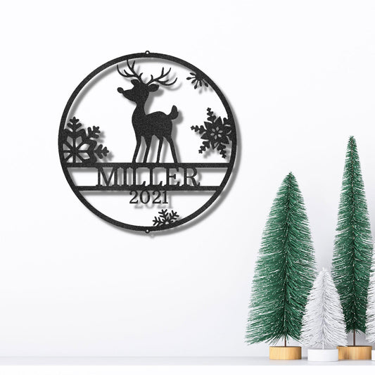 Rudolph the Reindeer Custom Name Metal Art Wall Sign Holiday Décor - Mallard Moon Gift Shop