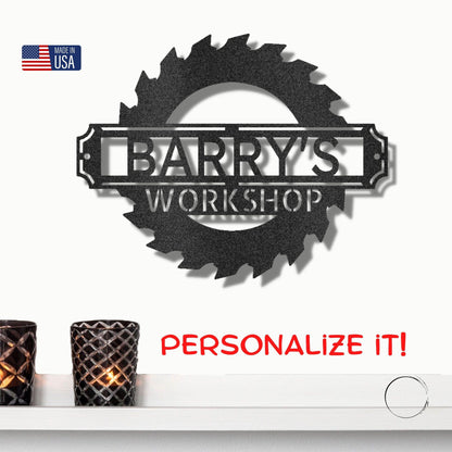 Sawmill Monogram Personalized Indoor Outdoor Steel Wall Sign Art - Mallard Moon Gift Shop