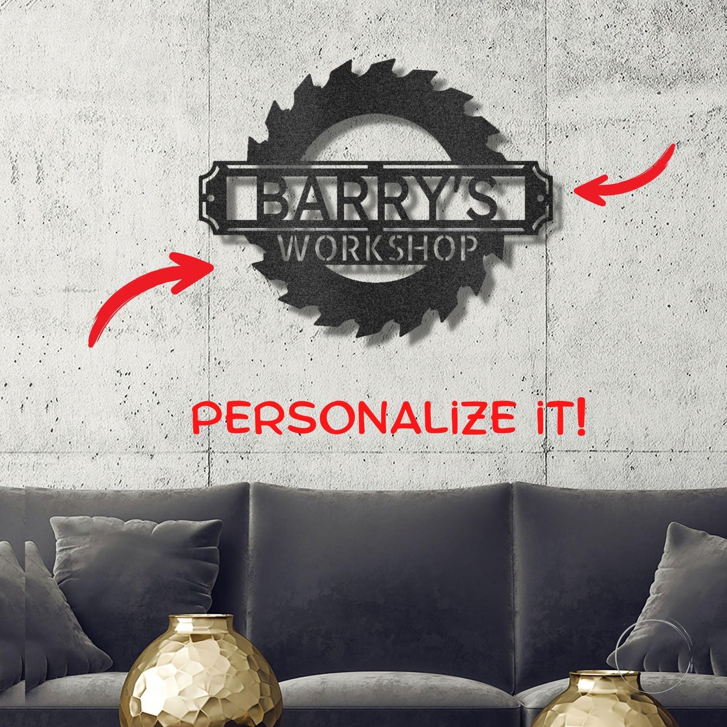 Sawmill Monogram Personalized Indoor Outdoor Steel Wall Sign Art - Mallard Moon Gift Shop