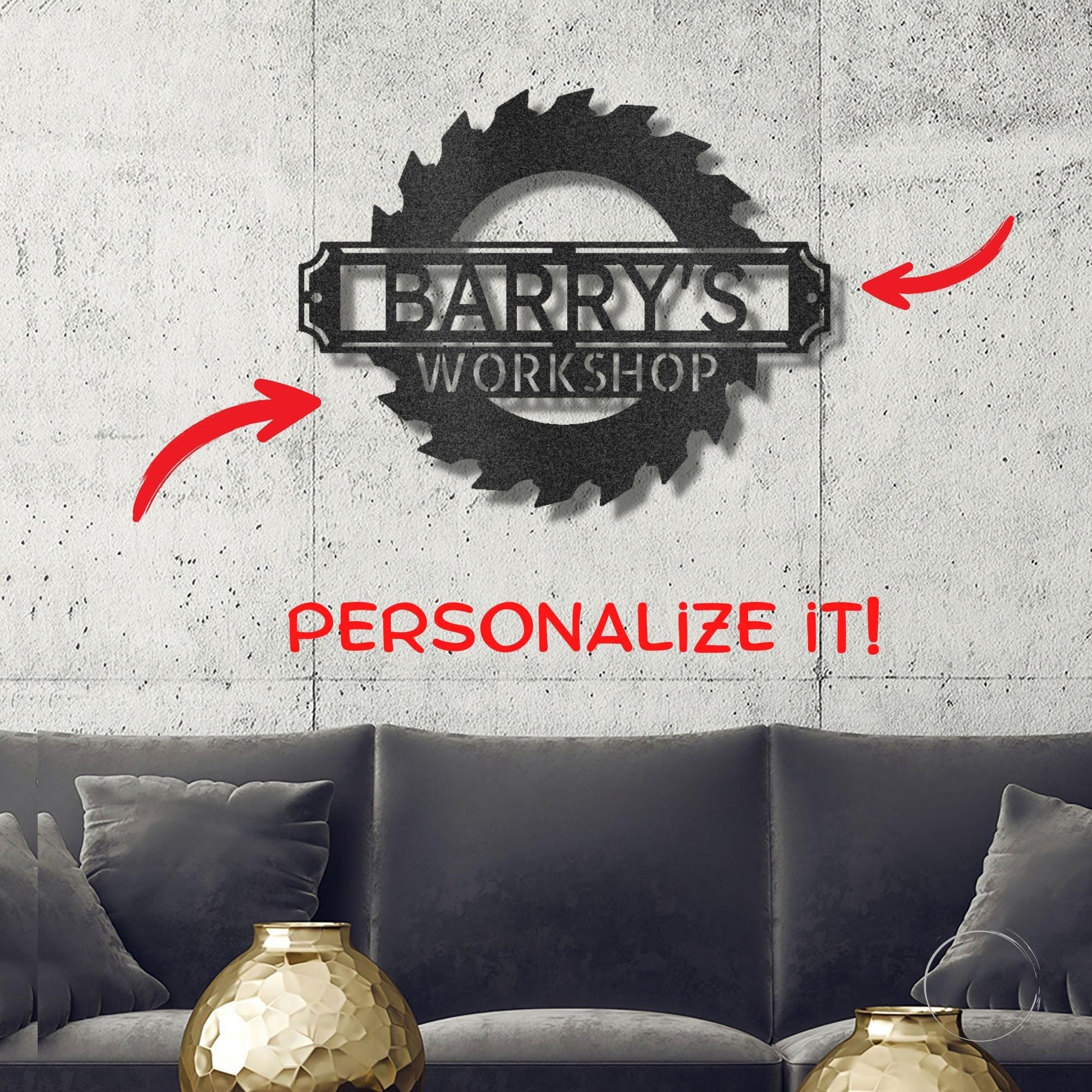 Sawmill Monogram Personalized Indoor Outdoor Steel Wall Sign Art - Mallard Moon Gift Shop