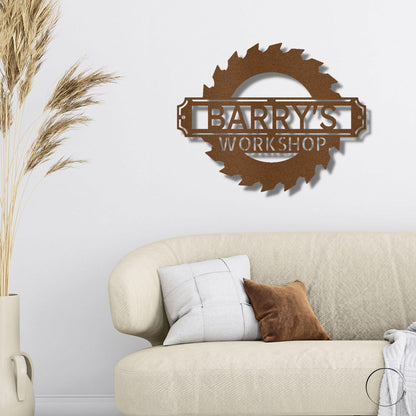 Sawmill Monogram Personalized Indoor Outdoor Steel Wall Sign Art - Mallard Moon Gift Shop