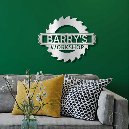 Sawmill Monogram Personalized Indoor Outdoor Steel Wall Sign Art - Mallard Moon Gift Shop