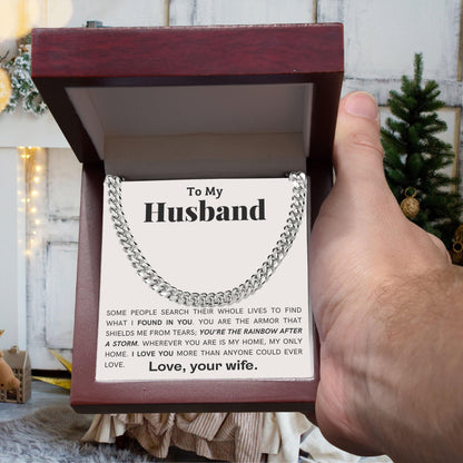 To My Husband - My Armor - Cuban Link Chain Necklace - Mallard Moon Gift Shop