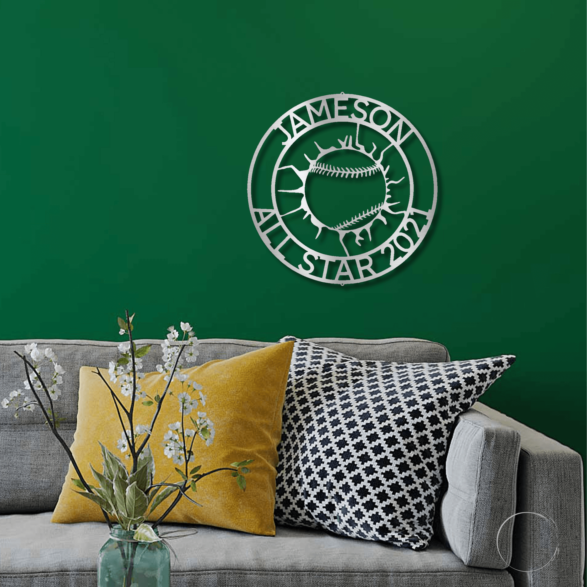 Baseball Custom Name Metal Art Wall Sign - Mallard Moon Gift Shop