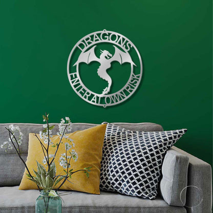 Dragon Ring Monogram Personalized Name Indoor Outdoor Steel Wall Sign Metal Art - Mallard Moon Gift Shop