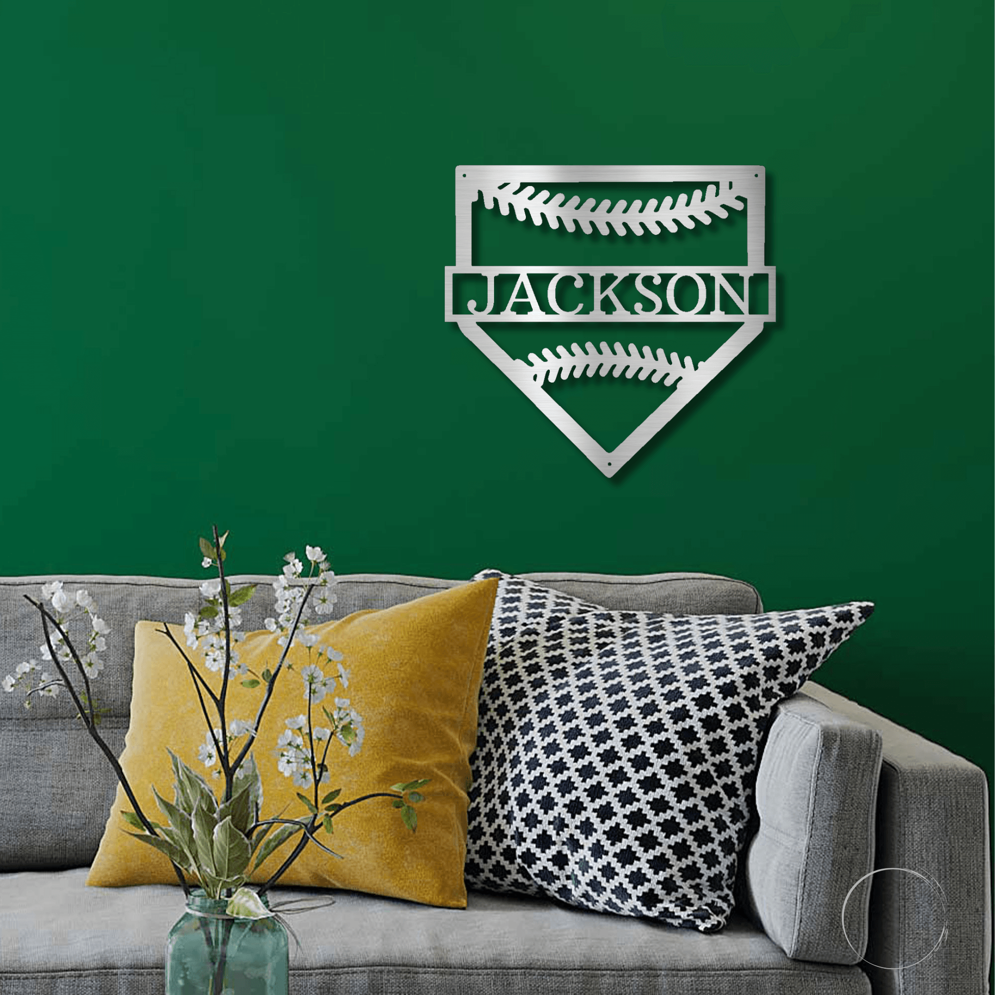 Baseball Home Plate Personalized Name Metal Art Wall Sign - Mallard Moon Gift Shop