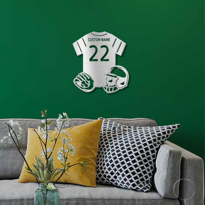 Baseball Gear Custom Name and Jersey Number Metal Wall Sign - Mallard Moon Gift Shop