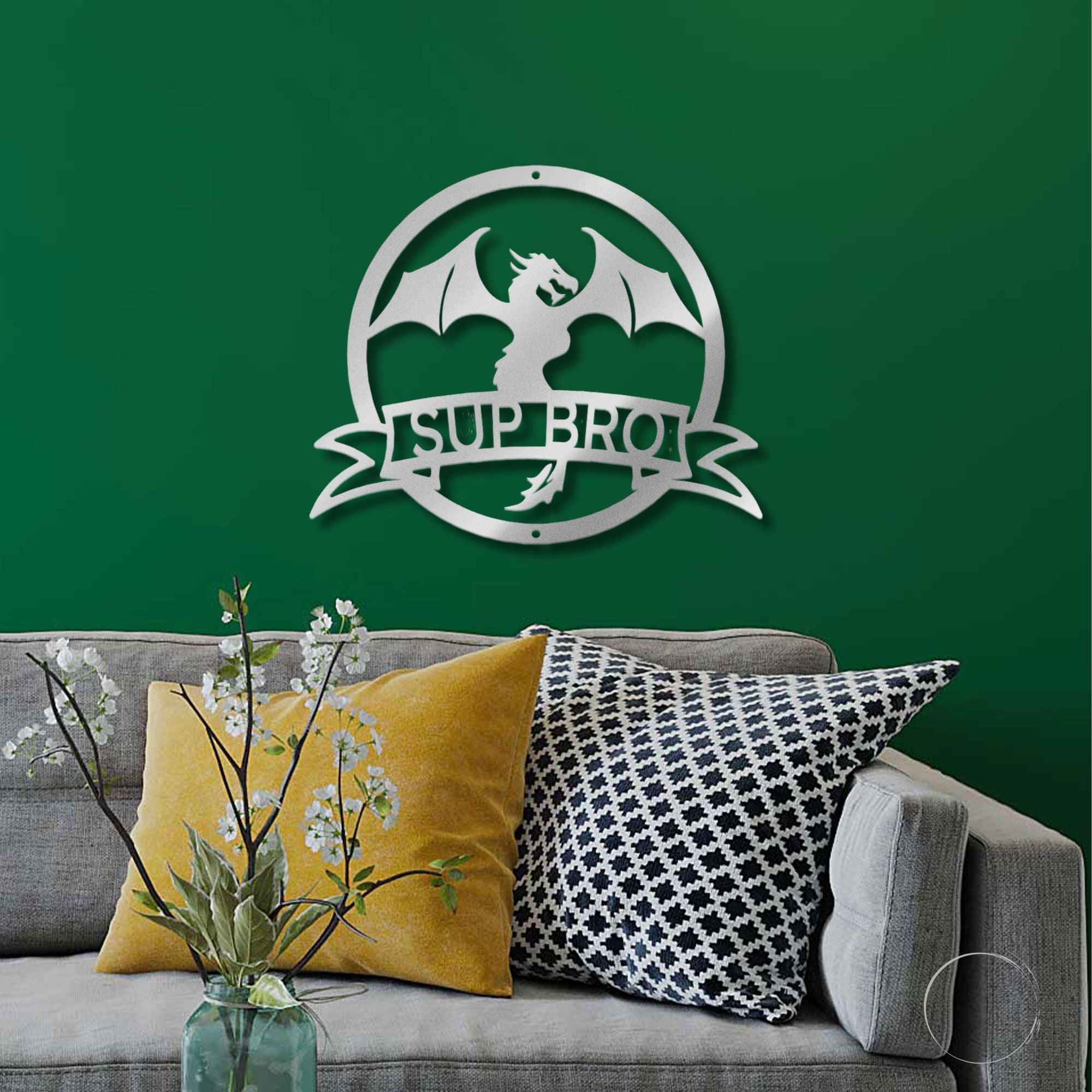 Dragon Banner Personalized Name Metal Art Wall Sign - Mallard Moon Gift Shop