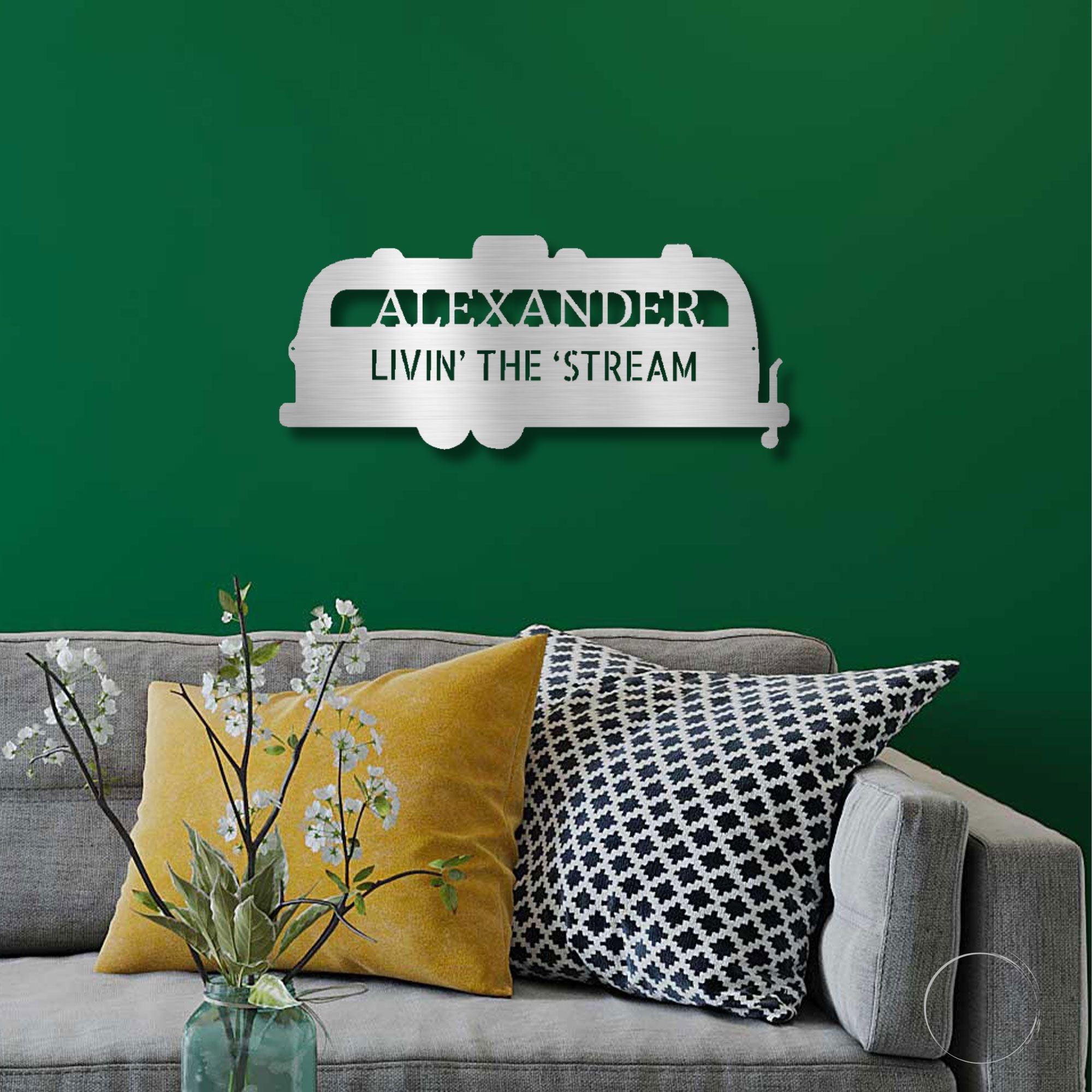 Airstream RV Custom Text Monogram Wall Sign Metal Art - Mallard Moon Gift Shop