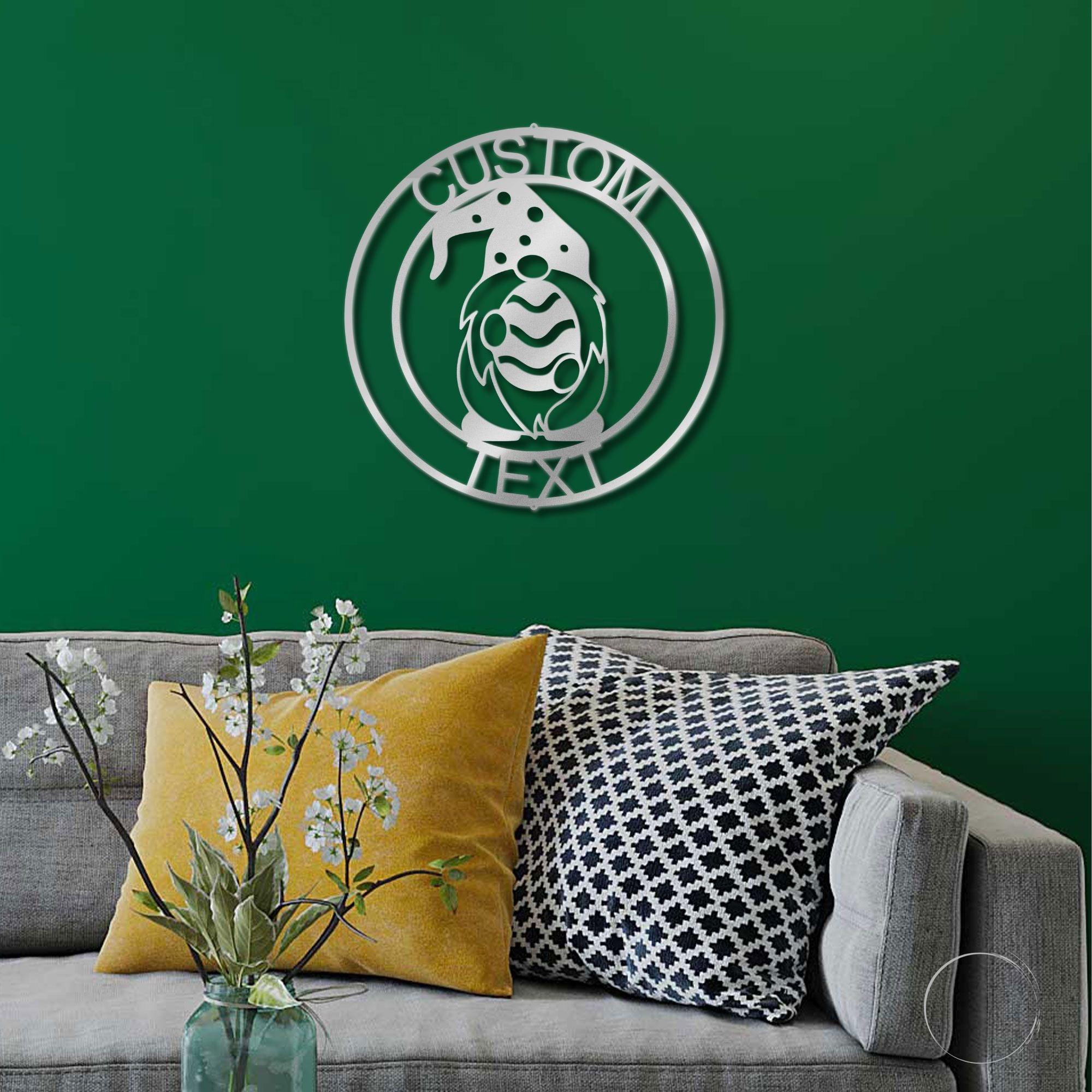 Gnome Easter Egg Custom Name Metal Art Wall Sign Home Decor - Mallard Moon Gift Shop