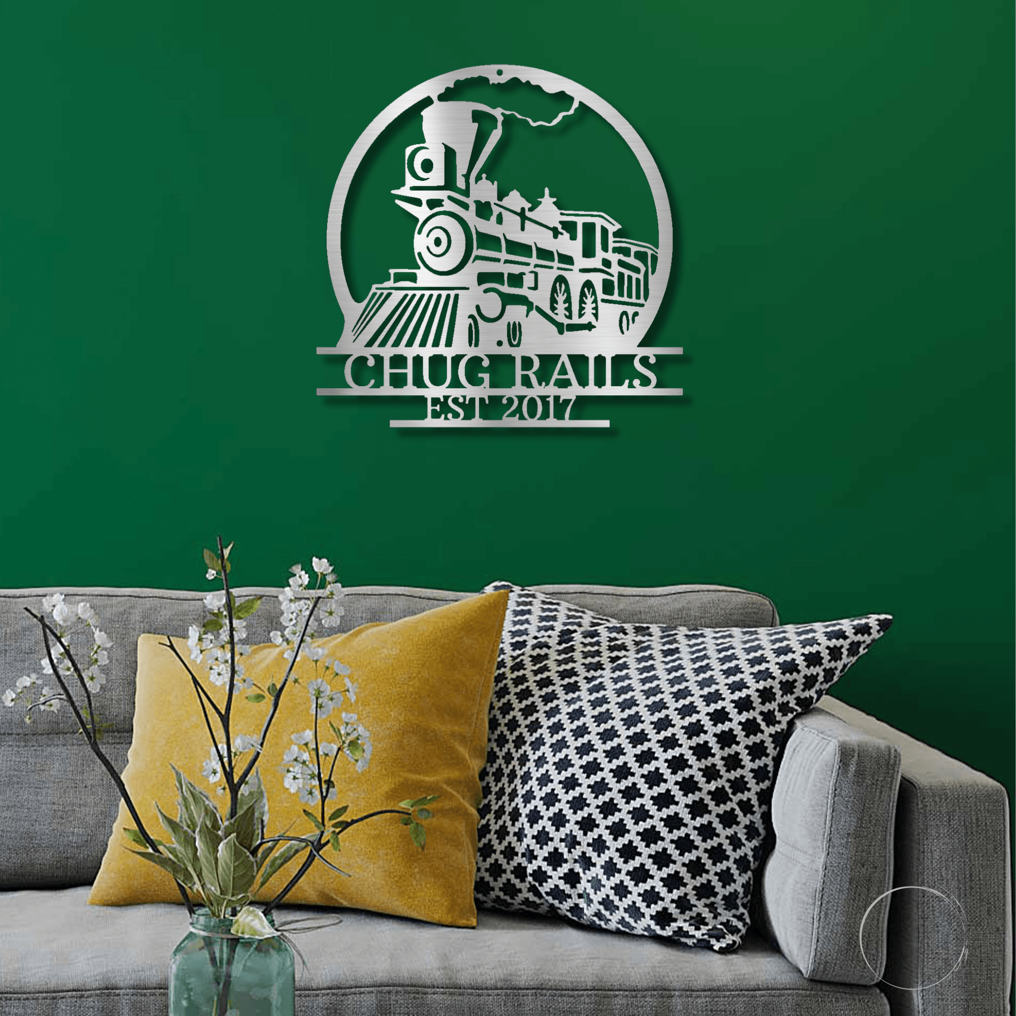 Vintage Steam Locomotive Train Personalized Name Metal Art Wall Sign - Mallard Moon Gift Shop