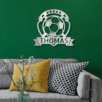 Soccer Plaque Custom Name Steel Wall Sign - Mallard Moon Gift Shop
