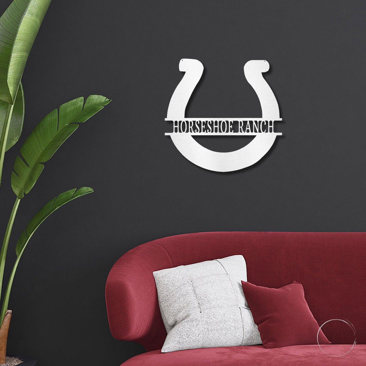 Simple Horseshoe Monogram Personalized Indoor Outdoor Steel Wall Sign Art - Mallard Moon Gift Shop