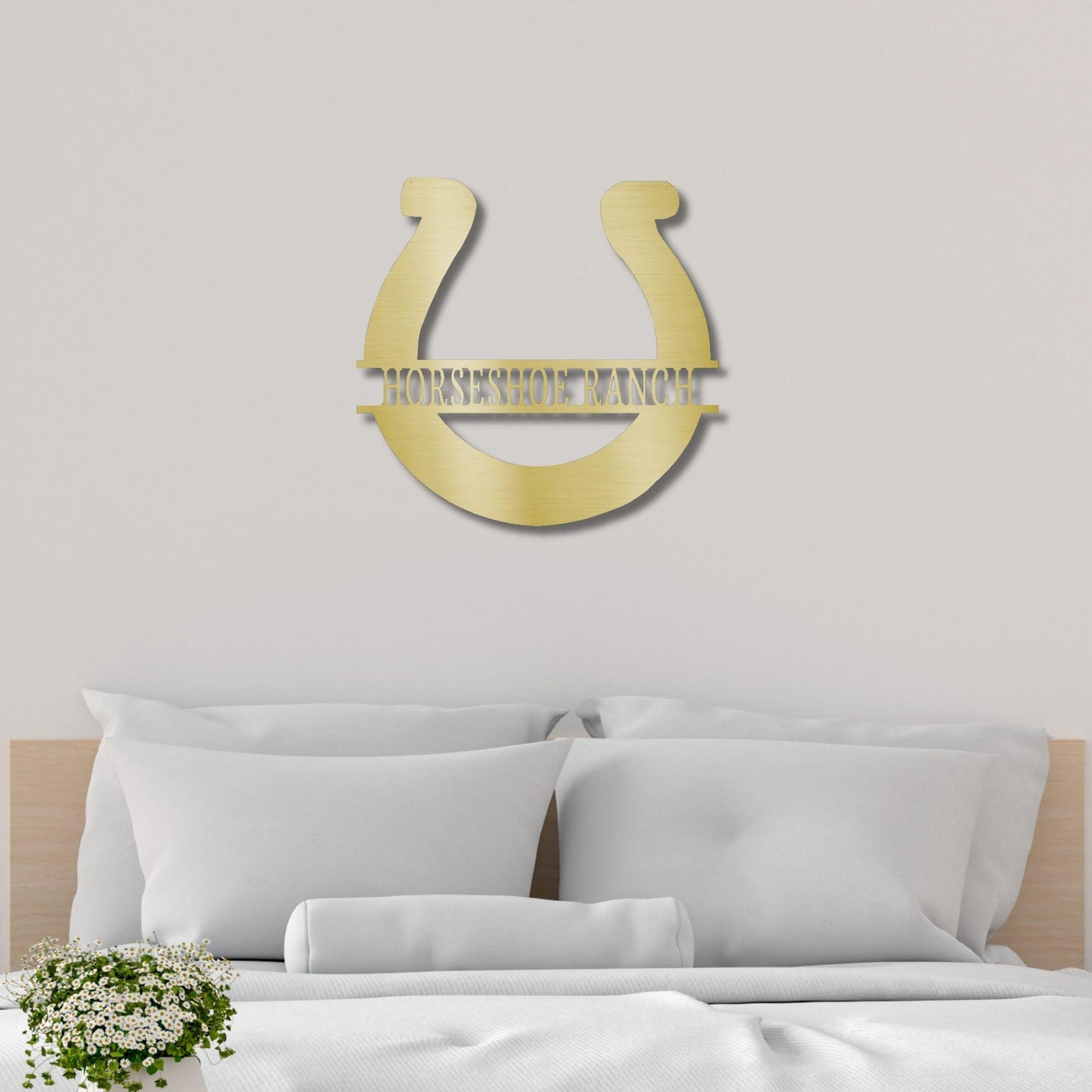 Simple Horseshoe Monogram Personalized Indoor Outdoor Steel Wall Sign Art - Mallard Moon Gift Shop