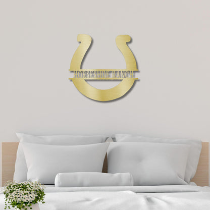 Simple Horseshoe Monogram Personalized Indoor Outdoor Steel Wall Sign Art - Mallard Moon Gift Shop
