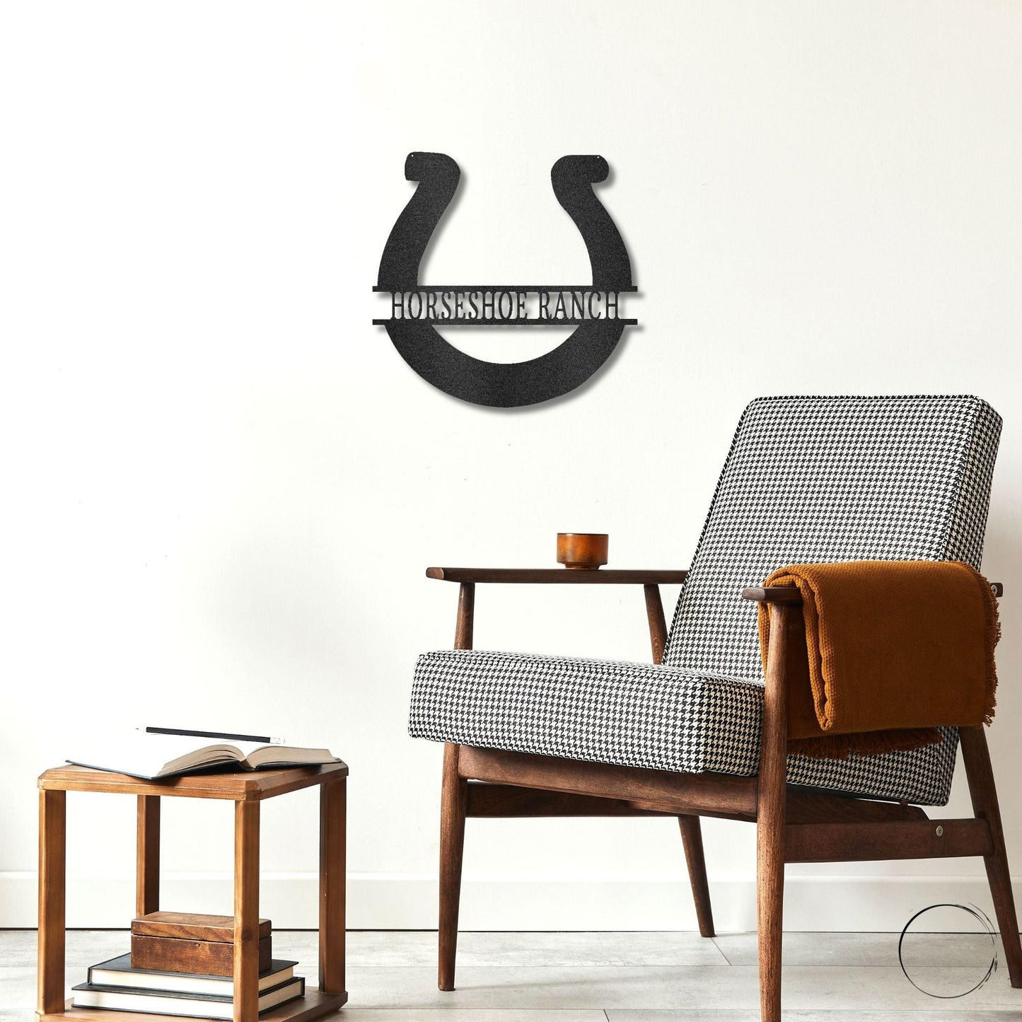 Simple Horseshoe Monogram Personalized Indoor Outdoor Steel Wall Sign Art - Mallard Moon Gift Shop