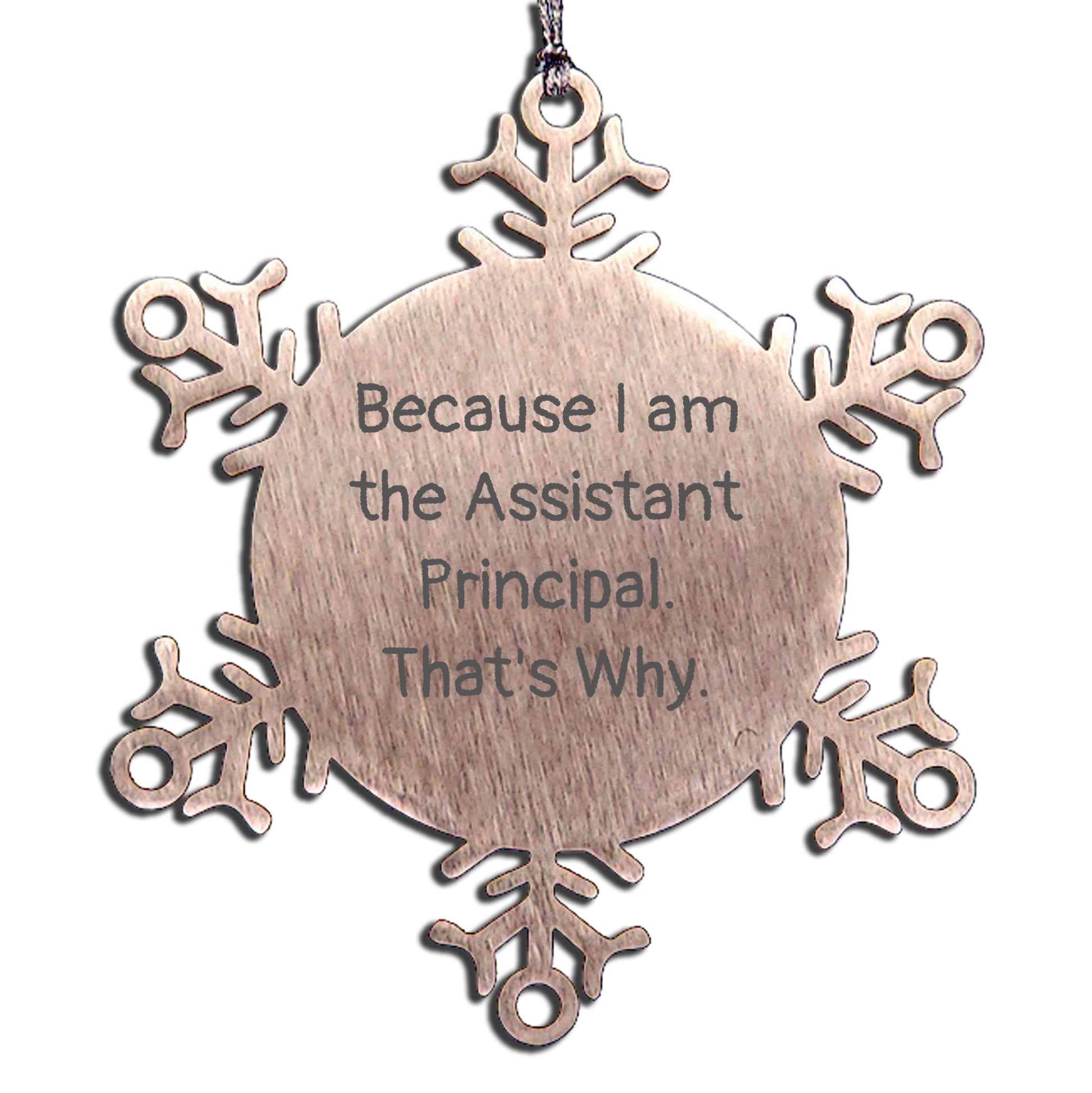 Assistant Principal Snowflake Ornaments Because I Am The Assistant Principal. That's Why. Unique Christmas Gifts - Mallard Moon