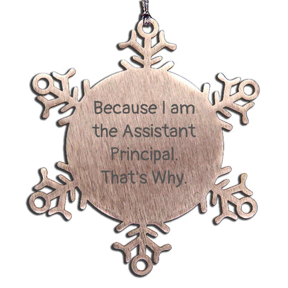 Assistant Principal Snowflake Ornaments Because I Am The Assistant Principal. That's Why. Unique Christmas Gifts - Mallard Moon