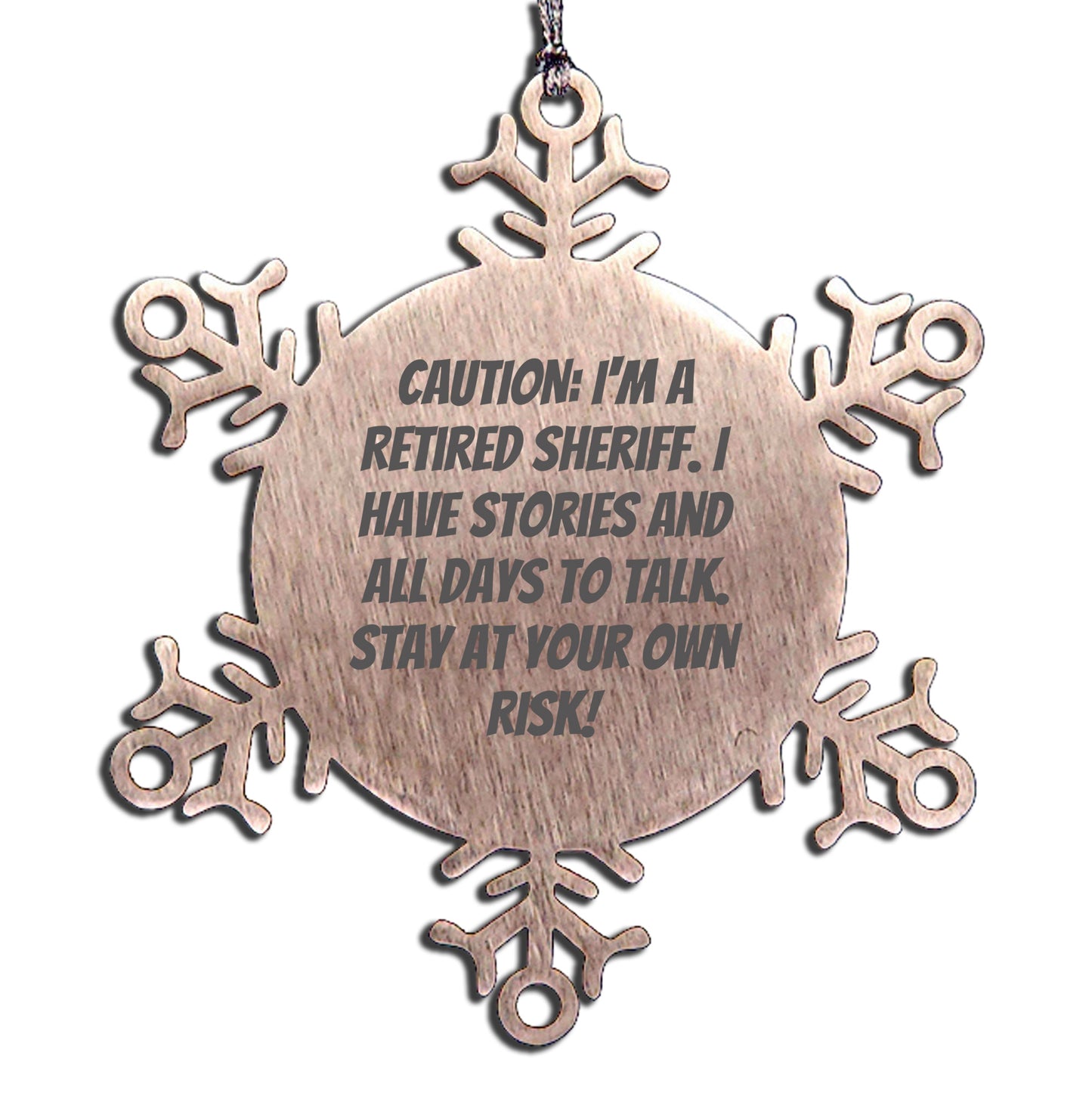 Funny Retired Sheriff Snowflake Christmas Tree Ornament Gifts from Family and Friends - Mallard Moon