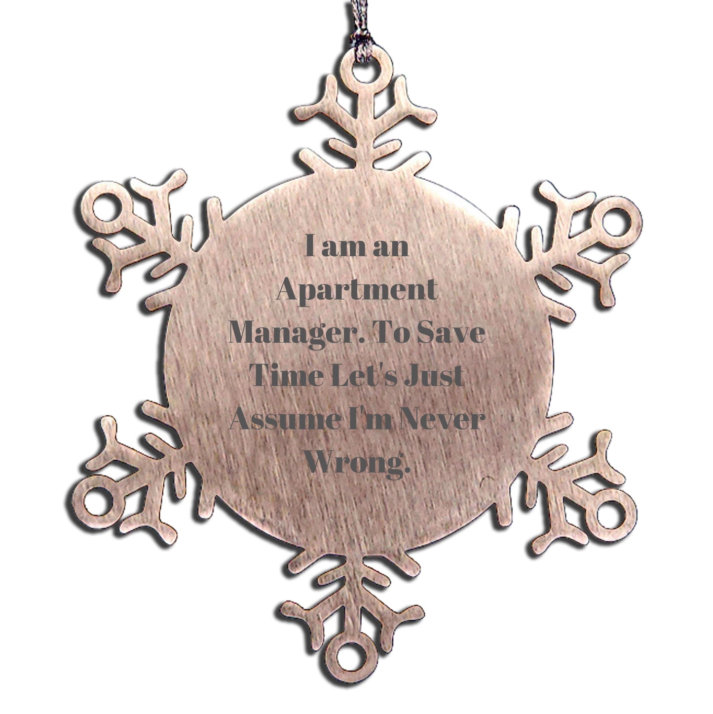 Unique Snowflake Ornaments for Apartment Manager Friends, Funny Quote Gifts from Men to Women Coworkers