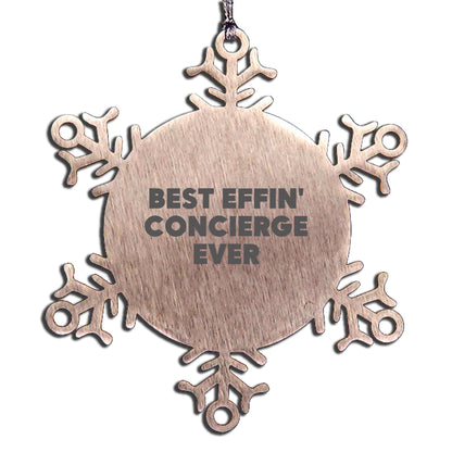 Funny Concierge Gifts, Christmas Unique Snowflake Ornaments for Men, Women, Friends, and Family from the Best Effin' Concierge Ever