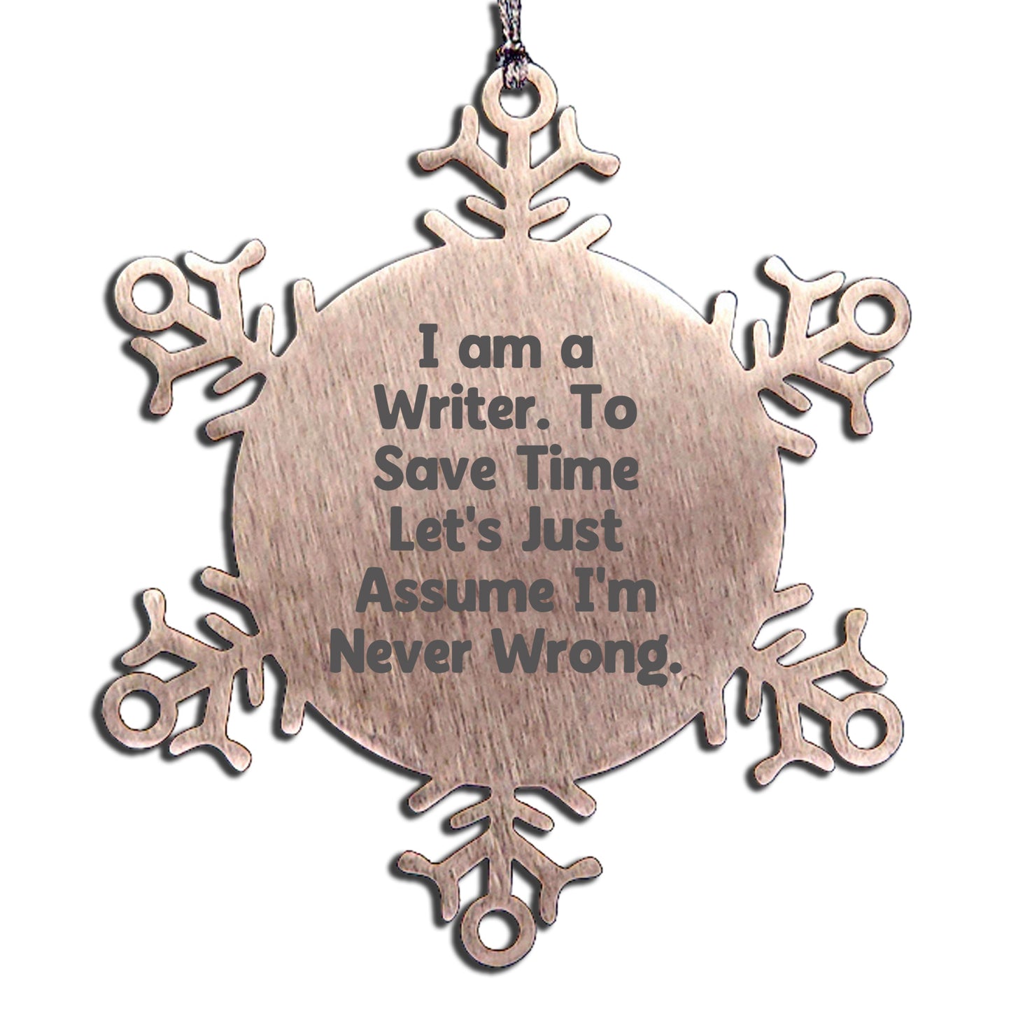 Unique Funny Writer Snowflake Ornament Gifts from Friends for Men