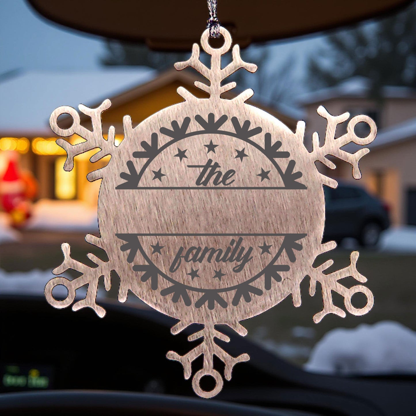 Personalized Family Name Snowflake Ornament – Custom Stainless Steel Christmas Keepsake with Gift Bag – Engraved Holiday Decor for Family or Friends - Mallard Moon