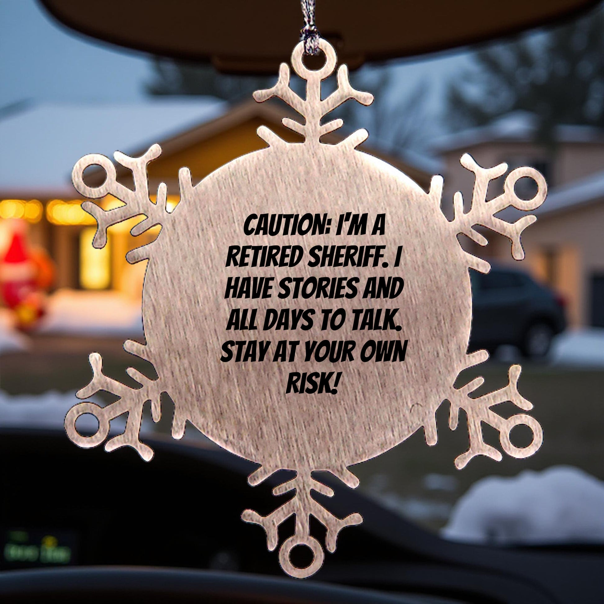 Funny Retired Sheriff Snowflake Christmas Tree Ornament Gifts from Family and Friends - Mallard Moon