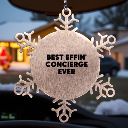 Funny Concierge Gifts, Christmas Unique Snowflake Ornaments for Men, Women, Friends, and Family from the Best Effin' Concierge Ever
