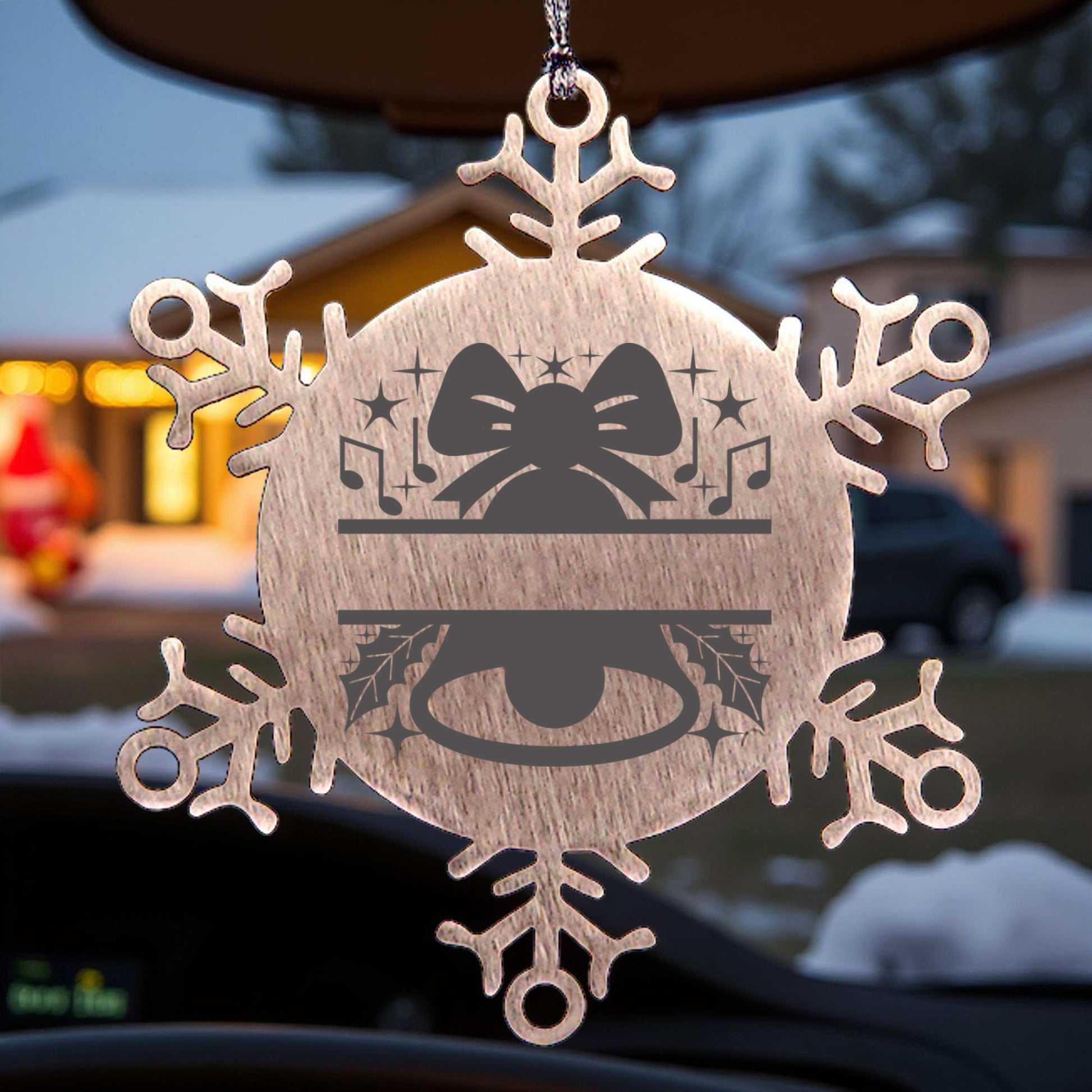 Personalized Snowflake Tree Ornament Christmas Bell Family Name Laser Engraved Stainless Steel - Mallard Moon