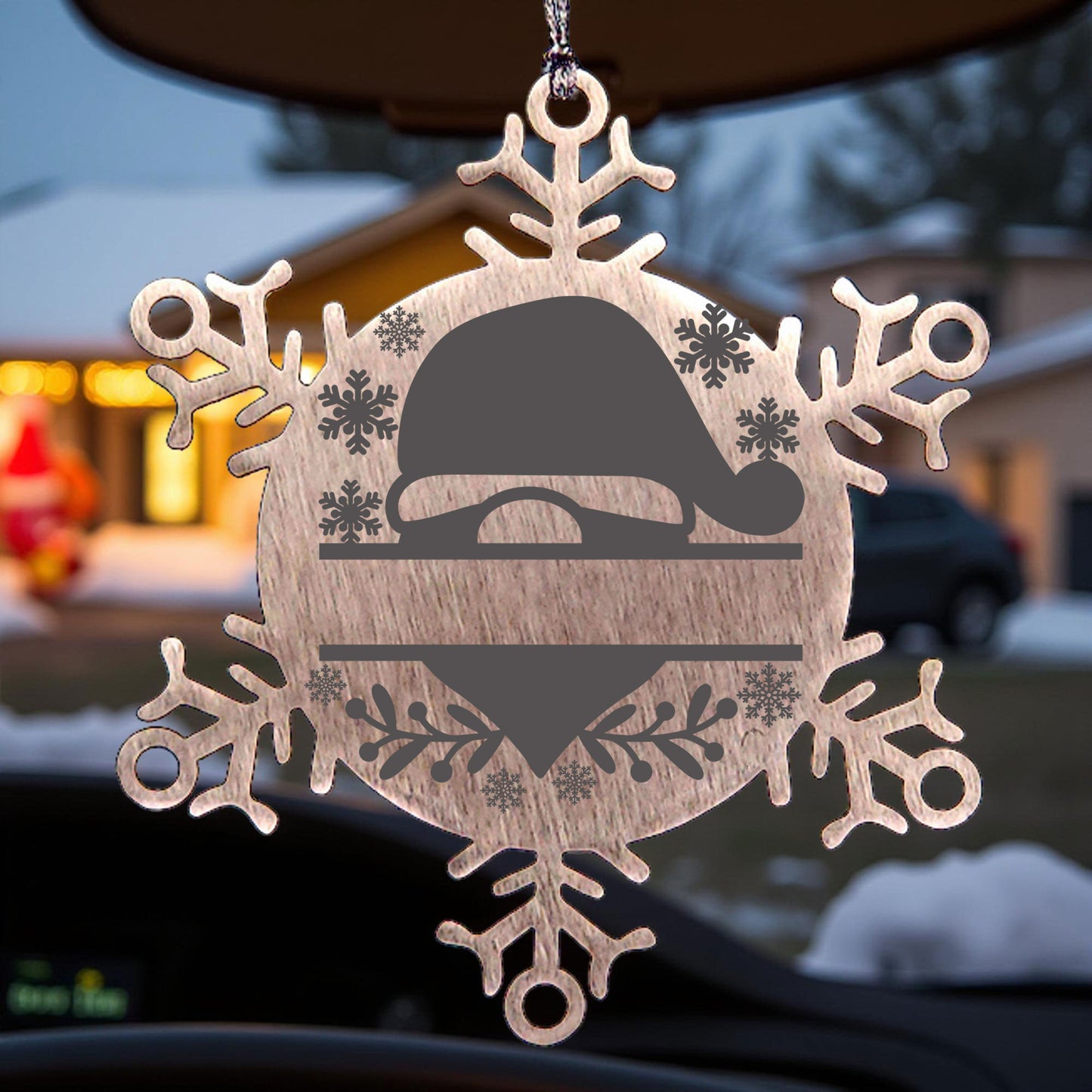 Personalized Santa Claus Family Name Laser Engraved Stainless Steel Snowflake Tree Ornament - Mallard Moon