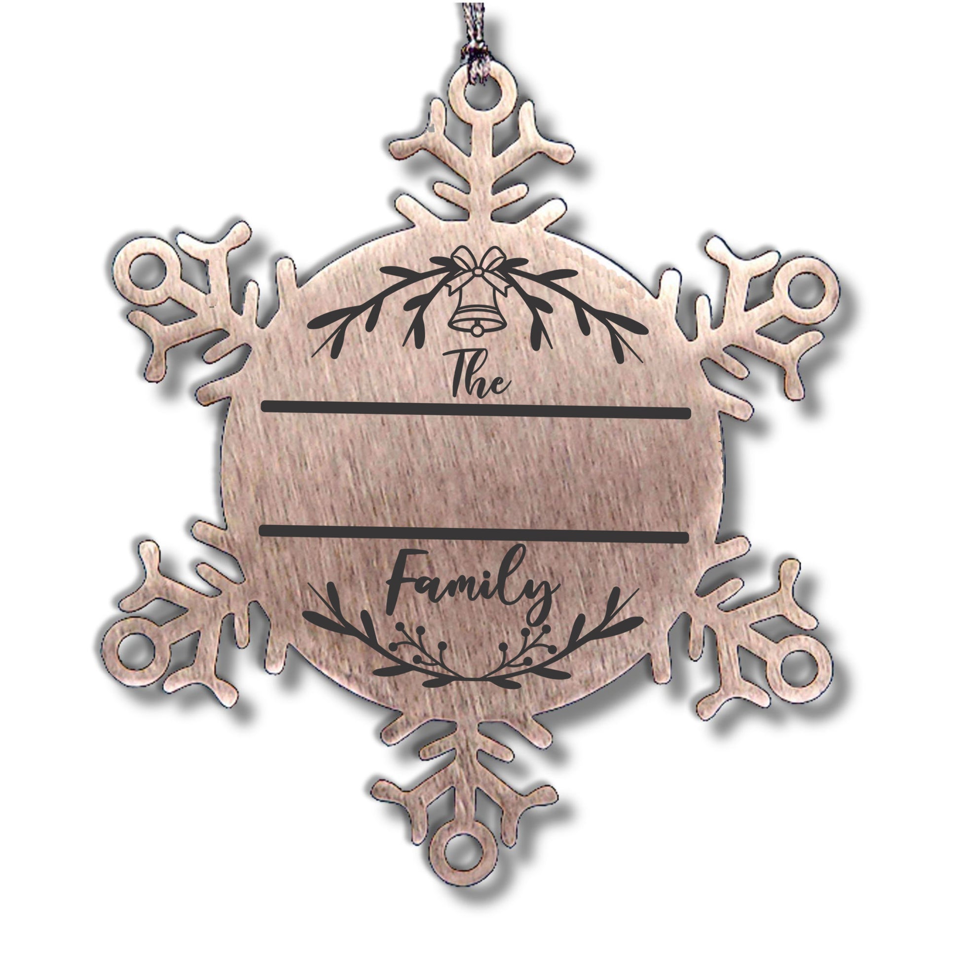 Personalized Snowflake Family Name Laser Engraved Stainless Steel Tree Ornament Heirloom Keepsake - Mallard Moon