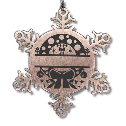 Personalized Snowflake Wreath Tree Ornament Family Name Laser Engraved Stainless Steel - Mallard Moon