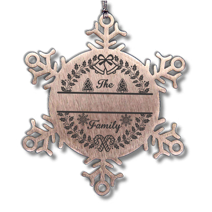 Personalized Snowflake Tree Ornament Family Name Laser Engraved Stainless Steel - Mallard Moon